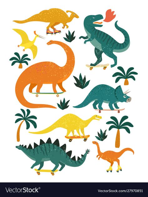 Dinasour Illustration, T Rex Illustration, Dino Illustration, Virus Illustration, Dinosaur Poster, Room Boys, Dinosaur Illustration, Cartoon Dinosaur, Retro Pop