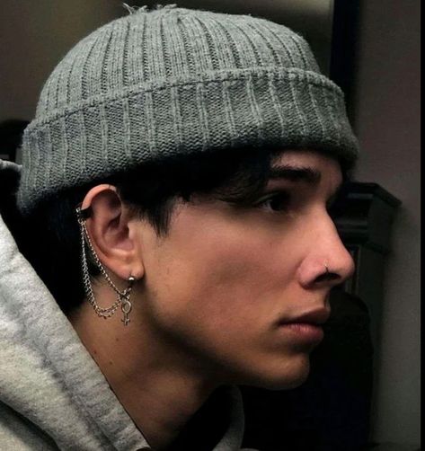 Adrian Rodriguez, Indie Outfits Men, Hat Aesthetic, Mens Fashion Jewelry, Earrings Aesthetic, Clothing Design Sketches, Aesthetic Boy, Indie Outfits, Men Earrings