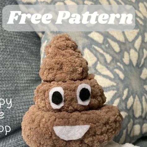 Crochet Poop Pattern, Crochet Poop Emoji Pattern Free, Poop Emoji Crochet Pattern Free, Free Funny Crochet Patterns, Crochet Weird, Crochet Poop, Weird And Funny, Instagram Pattern, Funny Pattern