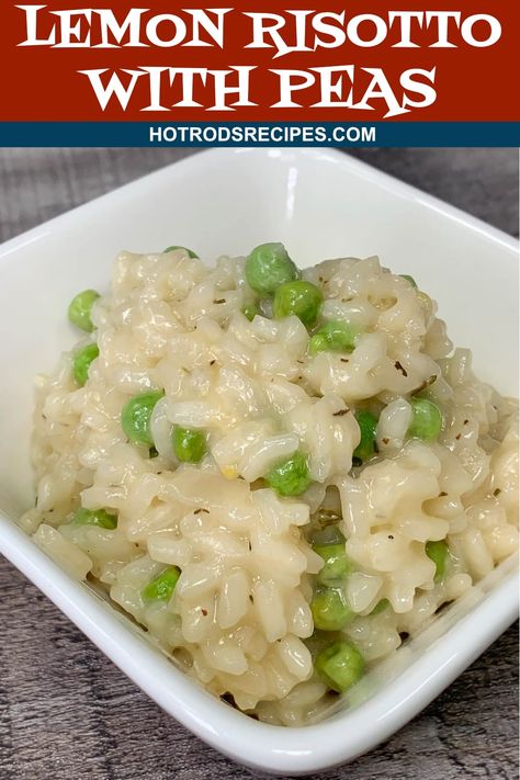 Lemon Risotto with Peas Risotto With Peas, Side Dish Easy, Gourmet Mac And Cheese, Lemon Risotto, Peas Recipe, Pea Recipes, Dinner Side Dishes, Dinner Sides, Baked Beans