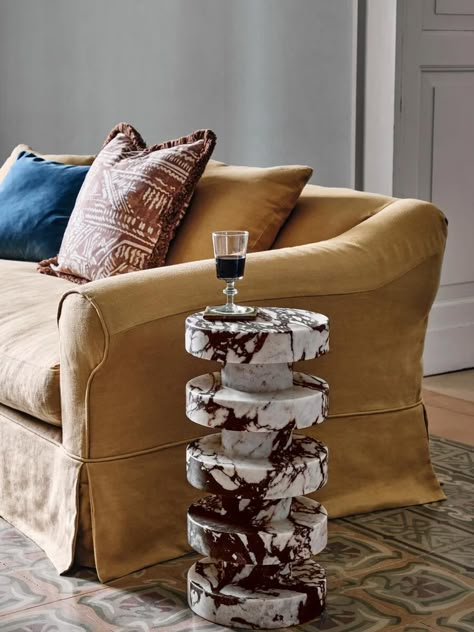 Best Home Products May 2022 | POPSUGAR Home Barrel Coffee Table, Calacatta Viola Marble, Viola Marble, Marble Products, Stone Furniture, Calacatta Viola, Marble Price, Marble Furniture, Soho Home