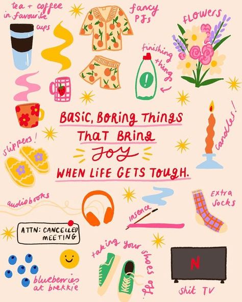 What Brings Me Joy, Summer Things Aesthetic, Cute Doodle Quotes, Things That Bring Joy, Things That Bring Me Joy, Things That Make Me Happy Journal, Being Happy Aesthetic, Motivational Quotes Positive Aesthetic, Self Improvement Aesthetic