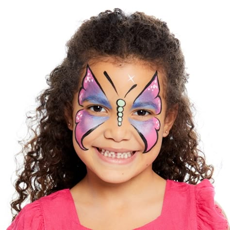 Face Paint Easy Butterfly, Step By Step Butterfly Face Paint, Face Painting Ideas For Beginners, Spring Face Painting Ideas, Face Paint Ideas Butterfly, Face Painting Ideas For Kids Butterfly, Facepainting Butterfly Simple, Children’s Face Paint Ideas, Easy Face Painting For Beginners