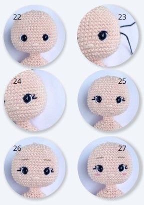 Amigurumi Doll Eyes, Amigurumi Face, Crocheted Eyes Free Pattern, Amigurumi Doll Head Pattern Free, Crochet Human Doll Free Pattern, Crochet Doll Face, How To Crochet Eyes Free Pattern, Crochet Eyes Free Pattern Amigurumi, Crochet Doll Eyes