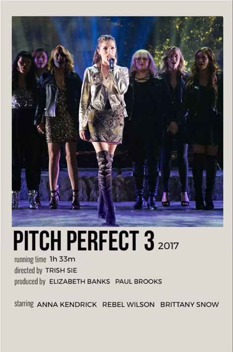 Minimalistic Polaroid Poster, Pitch Perfect Movie, Pitch Perfect 3, Polaroid Movie Poster, Alternative Posters, Anna Camp, Singing Competition, Movie Card, Brittany Snow