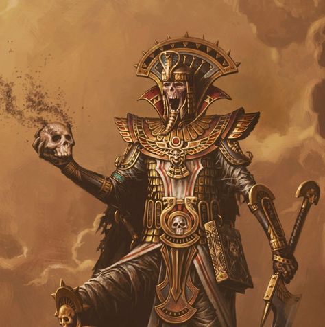 Evil Pharaoh Egyptian Dnd, Fantasy Africa, Warhammer Tomb Kings, Warhammer Undead, Warhammer Fantasy Roleplay, Tomb Kings, Creature Fantasy, Ancient Tomb, Heroic Fantasy