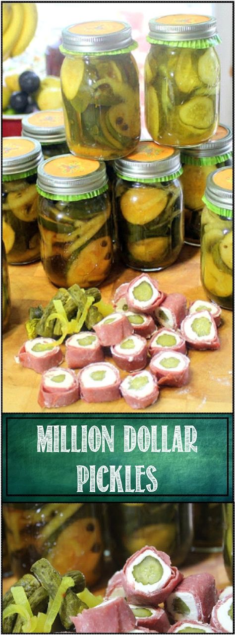 Million Dollar Pickles - 52 Small Batch Canning Recipes... These are such a wonder... Sweet (but not too sweet), thick slice, crispy, crunchy and a unique flavor that will be a delight year round. BURGERS, here I come! Small Batch Canning, Food Reference, Cucumber Canning, Canning 101, Canning Pickles, Canning Ideas, Canning Vegetables, Refrigerator Pickles, Food Dog