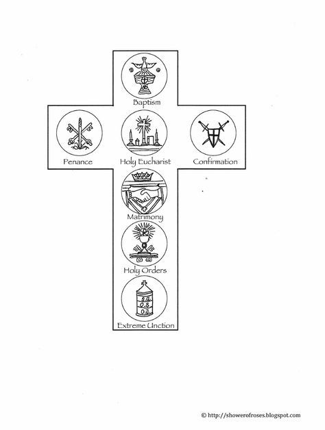 Seven Sacraments Cross Original | Scribd 7 Sacraments Catholic Symbols, Sacraments Craft, Sacraments Of Initiation, Joseph Bible Crafts, Sacraments Activities, 7 Sacraments, Liturgical Living, Seven Sacraments, Catholic Sacraments