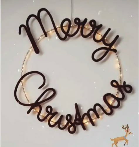 Diy Neon Sign, Pretty Christmas Decorations, Diy Crafts Christmas, Wire Knitting, Spool Knitting, Handmade Mirror, Wire Diy, French Knitting, Knitted Wire