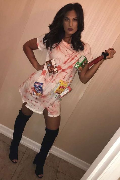 60+ Halloween Costumes For College Girls That Are Perfect for 2020 Cereal Killer Halloween Costume, Cereal Killer Costume, College Costume Ideas, List Of Halloween Costumes, Killer Costume, Disfraces Ideas, Halloween Costumes For College, Punny Costumes, College Costumes