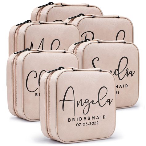 PRICES MAY VARY. UNIQUE BRIDESMAID GIFT: Our jewelry box, which has an elegant style with its versatile and simple design, will be the new stop of your bridesmaids' jewelry at bachelorette parties and weddings. 5 COLORS AND 8 FONTS OPTIONS: You are free to reflect your own style into your personalized jewelry box. Click 'Customize Now' button. Choose your color from 5 color options (black, teal, rose, rustic and white). After that you can write the names, text and date. Your bridesmaid, maid of Bridal Party Gifts For Bridesmaids Bachelorette Weekend, Gifts From Bride To Bridesmaids, Bridesmaid Proposal Burnt Orange, Bridal Party Gifts For Bridesmaids Wedding Day, Alternative Bridesmaid Proposal, Fall Bridesmaid Boxes, Customized Wedding Favors, Cute Bridesmaid Gifts, Personalized Jewelry Case