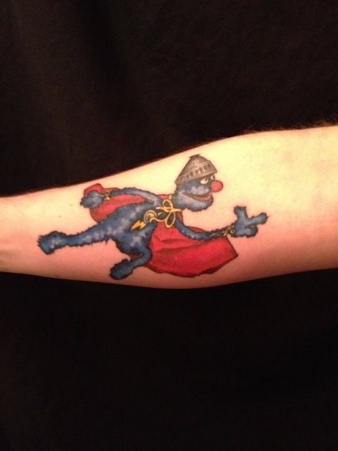 Grover Tattoo, Super Grover, Rock Tattoo, Fraggle Rock, Blue Tattoo, Body Is A Temple, American Traditional, Tattoos And Piercings, Deep Blue