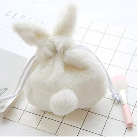 Bunny Makeup Bag Ladies Pouch, Bunny Makeup, Fluffy Bag, Cute School Stationary, Cosmetic Bag Organization, Easter Fashion, Fluffy Bunny, Makeup Travel Case, Make Up Organiser