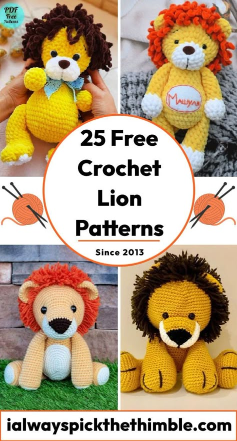 Amigurumi Tips, Lion Crochet, Yarn Animals, Lion Toys, Toys Ideas, Crochet Lion, Crochet Cat Pattern, Crochet Dragon, Bulky Yarn