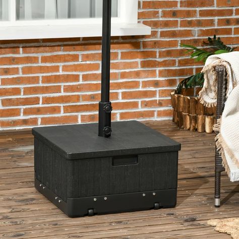 Archie & Oscar™ Woodrow 3-In-1 Outdoor Umbrella Base, Coffee End Table, Planter Box With Drainage, 176Lbs Capacity Patio Umbrella Stand Table With Wheels And Handles, Black & Reviews | Wayfair Umbrella Stand Table, Outdoor Umbrella Bases, Outdoor Umbrella Stand, Patio Umbrella Stand, Large Umbrella, Sun Loungers, Stand Table, Metal Pole, Market Umbrella