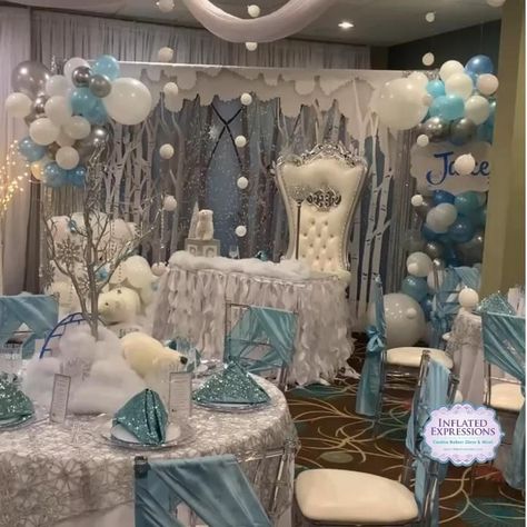 Polar bear inspired baby shower balloon decorations [Video] | Winter wonderland baby shower, Baby shower balloons, Winter baby shower decorations Polar Bear Centerpieces Winter Wonderland, Polar Bear Baby Shower Theme, Winter Wonderland Baby Shower Boy, Polar Bear Baby Shower, Winter Baby Shower Decorations, Winter Wonderland Birthday Party, Riverview Florida, Winter Baby Shower Themes, Baby Shower Balloon Decorations