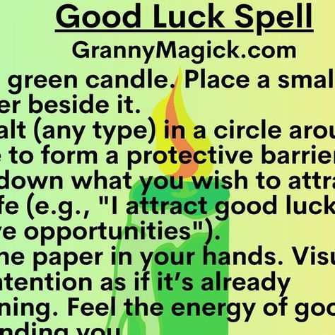 Margaret Jamison on Instagram: "Very simple good luck spell. The most important aspect of any spell is your intention & belief. Focus on positivity & openness to the good things coming your way!" Luck Spell For Someone Else, Spell To Make Things Go Your Way, Good Luck Spell Jar For Someone Else, Spells For Positive Outcome, Gambling Spell Good Luck, Good Luck Spell For Someone Else, Spell For Good Luck, Good Luck Spell, Lucky Things