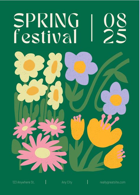 Gallery Wall Eclectic, Spring Poster, Spring Festival Poster, Maximalist Art, Prints Colorful, Journal 2024, Graphic Shapes Design, Modern Flowers, Eclectic Gallery Wall