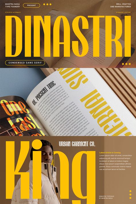 Elevate your design game with our condensed sans serif typeface Dinastri! It's the secret ingredient for sleek, contemporary visuals that demand attention. Whether you're designing logos, headlines, or digital content, this typeface's bold and compact style makes every word stand out. Dive into the world of modern aesthetics and streamline your designs with the power of condensed sans serif. Discover how less can truly be more! Condensed Serif Font, Condensed Typeface, Condensed Sans Serif, Bold Typeface, Sans Serif Typography, Typographic Posters, Condensed Font, Contemporary Typography, Garden Inspo