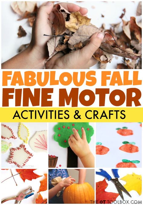 Use these fun fall fine motor activities to help kids develop fine motor skills with Fall crafts, leaves activities, pumpkin activites and more. Fall Fine Motor Activities, Preschool Play, Fine Motor Activities For Kids, Fall Preschool Activities, Pumpkin Activities, Preschool Fine Motor, Autumn Activities For Kids, Fall Preschool, Fine Motor Skills Activities