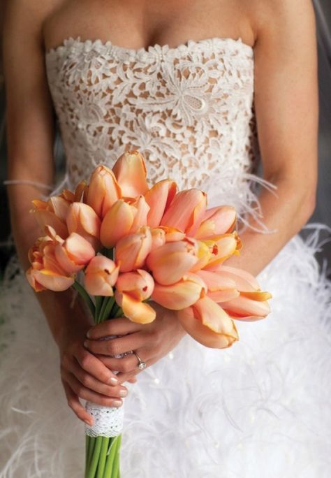 Wedding Inspiration - Tulips 5 Tulip Bouquet Wedding, Chest Board, Peach Tulips, Diy Bridesmaid Bouquet, Color Durazno, Tulip Wedding, Bridesmaid Diy, Lovely Images, Floral Work