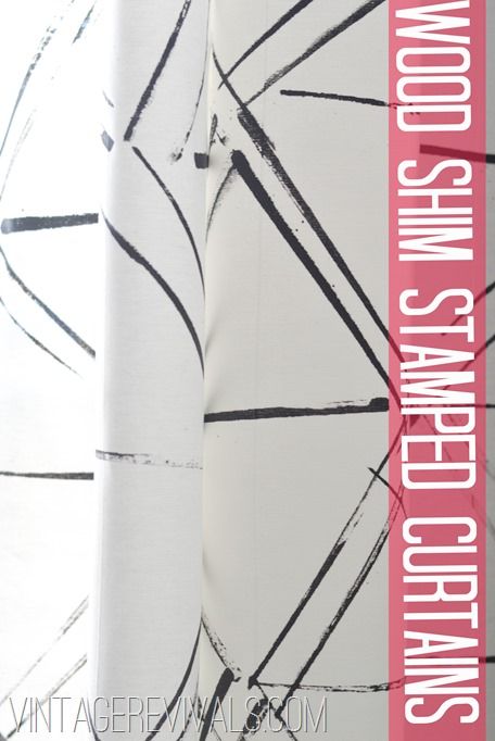 Wood Shim Stamped Curtain Tutorial vintagerevivals and the recipe for the perfect fabric paint Stamped Curtains, Curtain Tutorial, Diy Window Treatments, Vintage Revival, Austin Homes, Bedroom Plants, Beginner Sewing Projects Easy, Diy Window, Organizing Tips