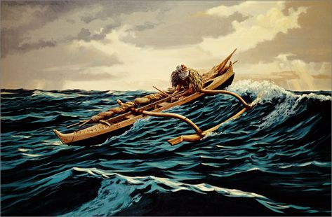 Herb Kane, Culture Crafts, Hawaii Painting, Hawaiian History, Outrigger Canoe, Hawaii Art, Canoe Paddle, Hawaiian Art, Hawaiian Culture