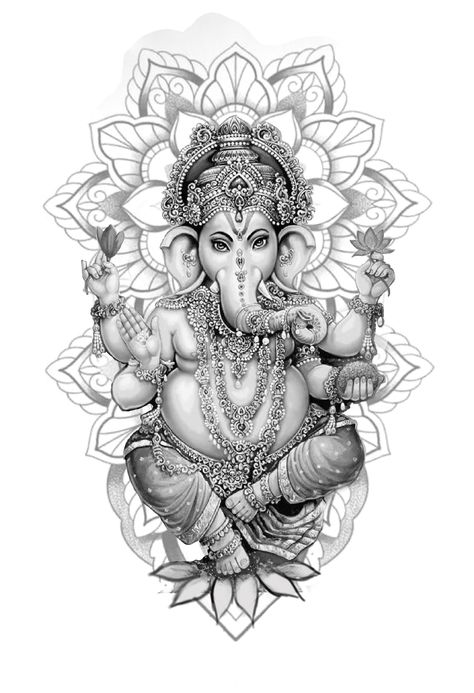 Hindu Elephant Tattoo Ganesha, Ganesha Back Tattoo, Hindu Back Tattoo, Ganesha Tattoo Mandala, Ganesha Tattoo Sleeve, Ganesha Tattoo Design, Hannya Maske Tattoo, Hannya Maske, Wizard Tattoo