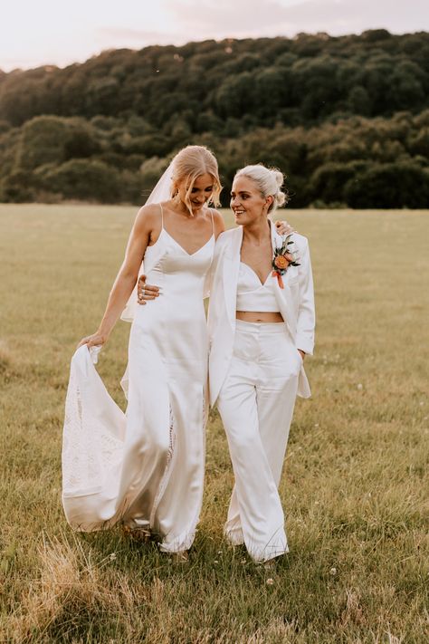 Nikeen Asar & Galvan London For Katie & Sophie & Their Nature Inspired Woodland Wedding | Love My Dress® - Wedding Inspiration Daily Lesbian Wedding Outfits, Wlw Wedding, Unusual Outfits, Women Suits Wedding, Galvan London, Martha Weddings, Queer Weddings, Two Brides, Wedding Girl