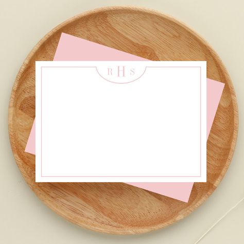 Minimalist Three Monogram One Border | Blush Pink Note Card Pink Border, Hand Crafted Cards, Personalized Note Cards, Christmas Stocking Stuffers, Free Birthday Invitation Templates, Free Birthday Invitations, Personalized Stationery, Note Card, Free Birthday Stuff