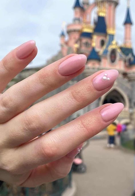 27  Disney Nails That Are Pure *Magic* (simple, cute, classy) Disney Inspo Nails Simple, Simple Disney Nails Short, Neutral Disney Nails, Pink Disney Nails, Disney Nail Designs Simple, Disney Nails Simple, Simple Disney Nails, Minimal Manicure, Disney Themed Nails