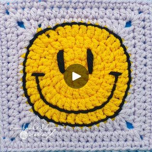 Crochet Smiley Face Square | How fun is this Crochet Smiley Face Square?! 😄🧶 | By Hooked by Robin | Today I'm going to be showing you how to crochet this super fun granny square. Now this square has been designed for the Festival Pic n Mix crochet along blanket. However, you do not need to be crocheting this blanket to make this square. You are free to use it independently for any project that you so wish. Now before we go much further, please note this square does require lining. Now for my full blanket, I've backed the whole thing with a lovely fleece. If you do not back this granny square you will have this horror show behind 💀. If you're happy lining projects be it individual or full size then carry on it's absolutely fine. However I do give some alternative options on how to adapt Smiley Face Blanket, Smiley Face Granny Square, Crochet Smiley Face, Hooked By Robin, Before We Go, C2c Crochet, Horror Show, The Festival, How To Crochet