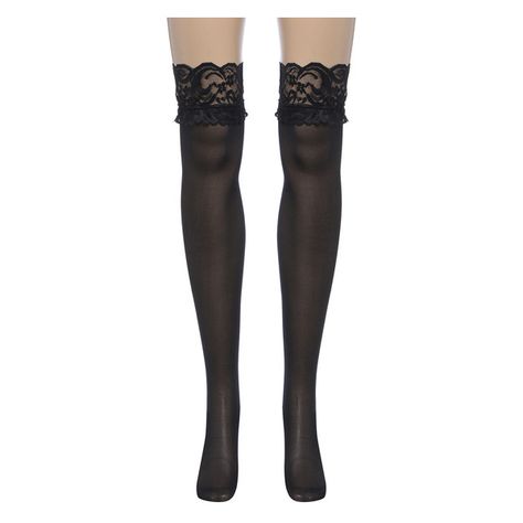 Black Lace Top Thigh High Stockings Nightclubs Pantyhose ($4.00) ❤ liked on Polyvore featuring intimates, hosiery, tights, socks, accessories, leggings, stockings, thigh high pantyhose, lacy stockings and sheer tights Lacy Tights, Shoe Tattoos, Thigh High Tights, Tights Socks, Panty Hose, Lace Stockings, Black Lace Top, Lace Tights, Crazy Outfits