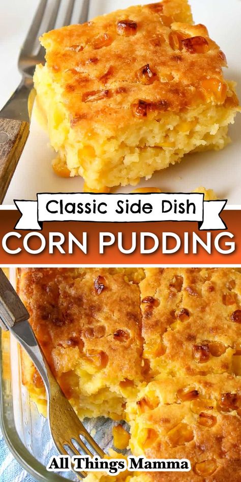 Easy Corn Pudding is a perfect classic side dish for everyday meals or holiday dinners that will take you back to grandma’s house every time! Easy Corn Pudding, Corn Pudding Recipe, Easy Corn, Corn Pudding, Holiday Dinners, Grandma's House, Veggie Side Dishes, Everyday Meals, Veggie Sides