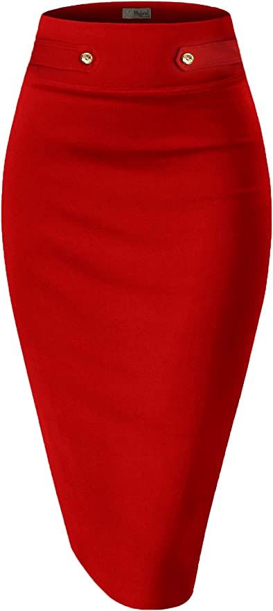 Hybrid & Company Women's Premium Nylon Ponte Stretch Office Pencil Skirt High Waist Made in The USA Below Knee at Amazon Women’s Clothing store Office Pencil Skirt, Tight Pencil Skirt, Knee Length Pencil Skirt, Office Skirt, Stretch Pencil Skirt, Knee Length Skirt Pencil, Knee Skirts, Skirt High Waist, Convertible Dress