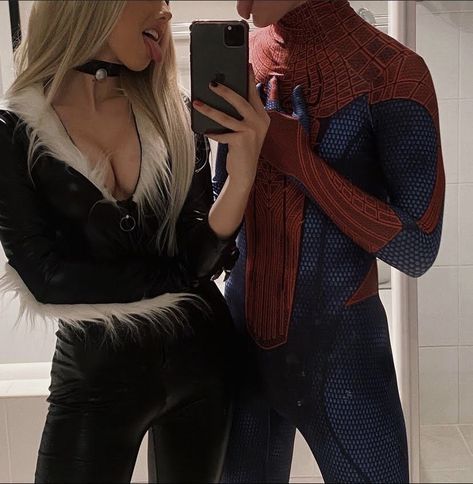 Spiderman Halloween Costume, Black Cat Halloween Costume, Marvel Halloween Costumes, Spiderman Black Cat, Black Cat Cosplay, Halloween Costumes 2022, Felicia Hardy, Black Cat Costumes, Marvel Couples