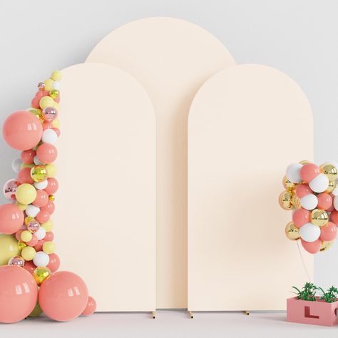 PRICES MAY VARY. 【Arch Covers Package】3 Piece wedding arch cover (Arch stand Not included). Material: Spandex. Color: Beige. Size: 8 x 4.6ft (HxW) / 6.6x3.3ft (HxW) / 6.6x3.3 (HxW). Decorate your party backdrop with our wedding arch covers to create an epic background for your celebration. 【Quality Material】The wedding arch backdrop stand cover is made of elastic spandex material, smooth touching and not easy to wrinkle. Chiara arch backdrop stand covers with light weight, can be easy to clean a Ballon Arch Back Drop, Balloon Arch Photo Backdrop, Arch Photo Backdrop, Epic Backgrounds, 2024 Creative, Chiara Arch, Colorful Backdrop, Banquet Decor, Portable Backdrop