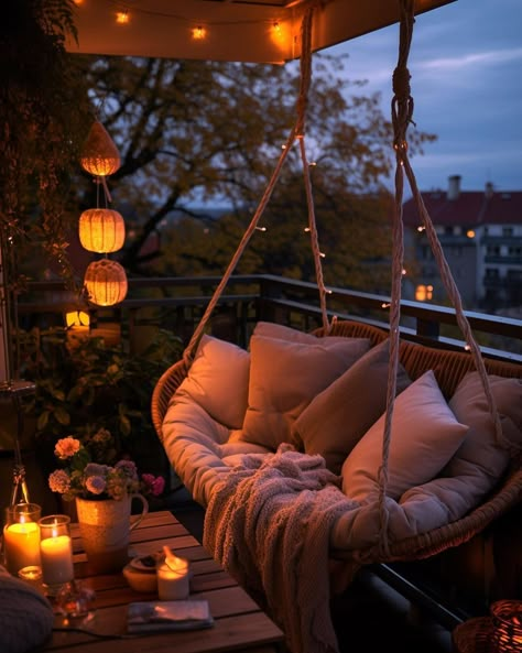 Dream Apartment Decor, Future Apartment Decor, Outside Patio, Swing Chair, Dream House Rooms, Apartment Balcony Decorating, Cozy Room Decor, Apartment Decor Inspiration, Balcony Design