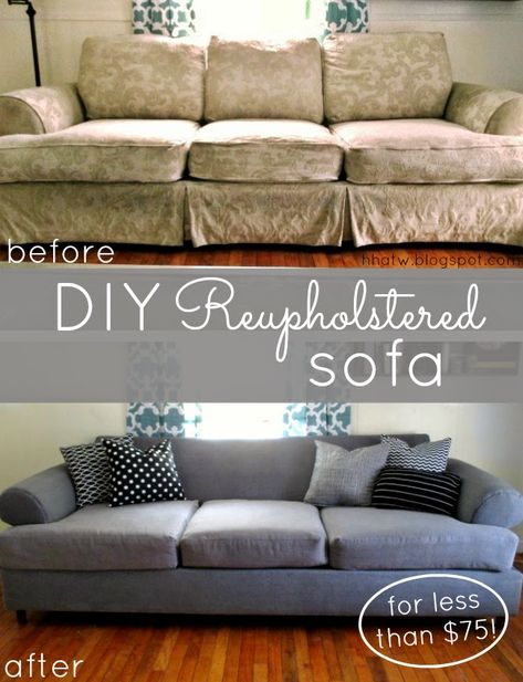 DIY Sofa Reupholster Couch Reupholster, Reupholster Couch Diy, Couch Redo, Diy Couch Cushions, Diy Couch Cover, Reupholster Couch, Diy Sofa Cover, Painting Upholstery, Sofa Reupholstered