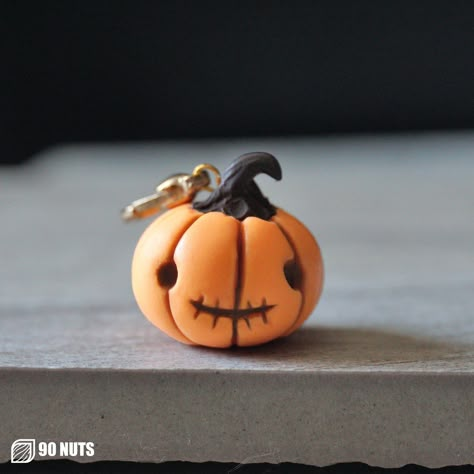 Welcome to my humble store. This is a halloween pumpkin charm handmade by me. His name is Pumpkin Prince. Gain +5% spookiness during your trick or treating with this charm. A wonderful gift during the holidays especially Halloween. The pumpkin is handmade out of polymer clay and hand painted. Each piece is 2cm tall x 2cm wide. Every charm will come with a gold plated lobster clasp. Every pumpkin is handmade, kindly wait 1-3 business days before shipping. This little guy will be shipped in a litt Pumpkin Ornaments, Elephant Keychain, Halloween Clay, Pumpkin Ornament, Polymer Clay Jewelry Diy, Halloween Charms, Cute Clay, Clay Art Projects, Clay Jewelry Diy