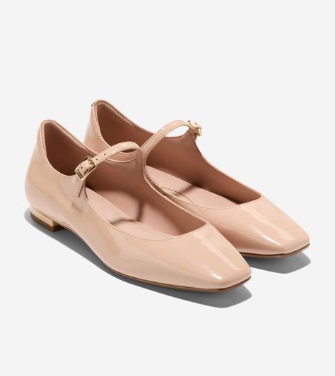 Women's Bridge Mary Jane Ballet Flats in Light Beige | Cole Haan Leather Shoe Care, Comfortable Work Shoes, Penny Loafers Men, Mary Jane Ballet Flats, Oxford Sneakers, Top Sneakers Women, Flat Dress Shoes, Metallic Bag, Tracksuit Women