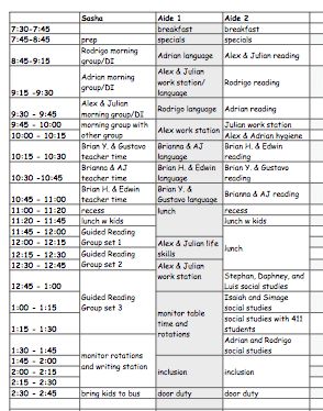 Creating a Staff Schedule Student Schedule, Asd Classroom, Classroom Schedule, Life Skills Classroom, Self Contained Classroom, Resource Room, Day Schedule, Sped Teacher, New Classroom