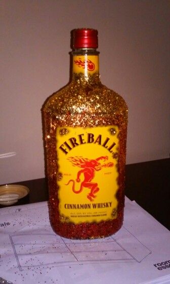 Glitter alcohol bottle #fireball Decorated Fireball Bottle, Glitter Alcohol Bottle, Glitter Bottle Diy, Bedazzled Bottles, Fireball Bottle, Alcohol Ideas, Bedazzled Stuff, Alcohol Bottle Decorations, Glitter Alcohol