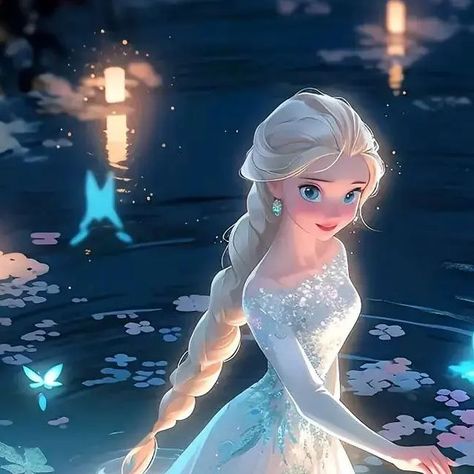 Elsa Anime, Disney Frozen Art, Disney Frozen Dolls, Gown Aesthetic, Wanna Build A Snowman, Princess Anime, Frozen Dolls, Disney Princess Anime, Frozen Art