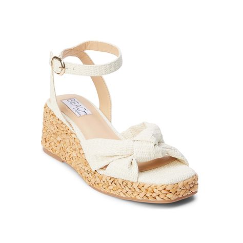 Beach by Matisse-Ibiza Wedge Sandal Add a dash of elegance to your warm-weather look with the Ibiza wedge sandal from Beach by Matisse. Highlighted with a crisscross knotted upper, this platform sandal features ankle buckle closure to offer a secure fit and a padded footbed for exceptional comfort all through the day. Hoco Shoes, White Platform Sandals, Pretty Shoes Sneakers, Cute Wedges, Dresses Ideas, Swag Shoes, Cute Sandals, White Sandals, Heels & Wedges