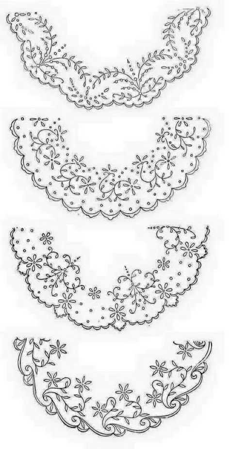 Edge Embroidery Ideas, Edge Ideas, Whitework Embroidery, Embroidery Template, Cutwork Embroidery, Pola Sulam, Hand Embroidery Flowers, Embroidery Patterns Vintage, Embroidery Flowers Pattern