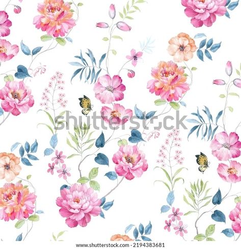 Watercolor Flower Allover, Watercolor Flowers Png, Watercolor Pattern Design, Allover Flower, African American Quilts, Botanical Flowers Print, Watercolor Flowers Pattern, Flower Print Pattern, Multi Colored Flowers