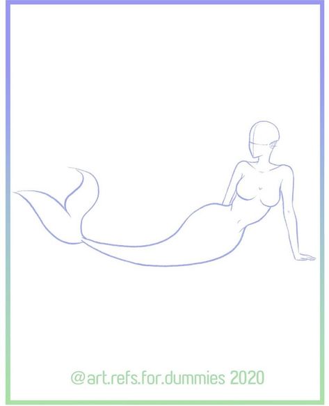 Reference by @art.refs.for.dummies on Instagram Mermaid Body Sketch, Chibi Mermaid Poses, Mermaid Swimming Drawing, Mermaid Base Drawing, Mermaid Drawing Base, Mermaid Oc Art, Mermaid Pose Reference, Mermaid Anatomy, Mermaid Base