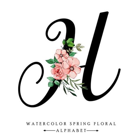 Watercolor Spring Floral Alphabet Letter H Letter H Design, Mail Inspiration, H Letter Images, H Alphabet, Letters Png, Stylish Alphabets, Logo Design Free Templates, Watercolor Spring, Floral Alphabet