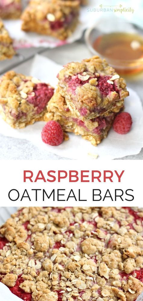 Breakfast Oatmeal Bars, Easy Oatmeal Bars, Raspberry Oatmeal Bars, Oatmeal Bars Healthy, Raspberry Breakfast, Oatmeal Bars Recipes, Raspberry Oatmeal, Bars Healthy, Oatmeal Breakfast Bars